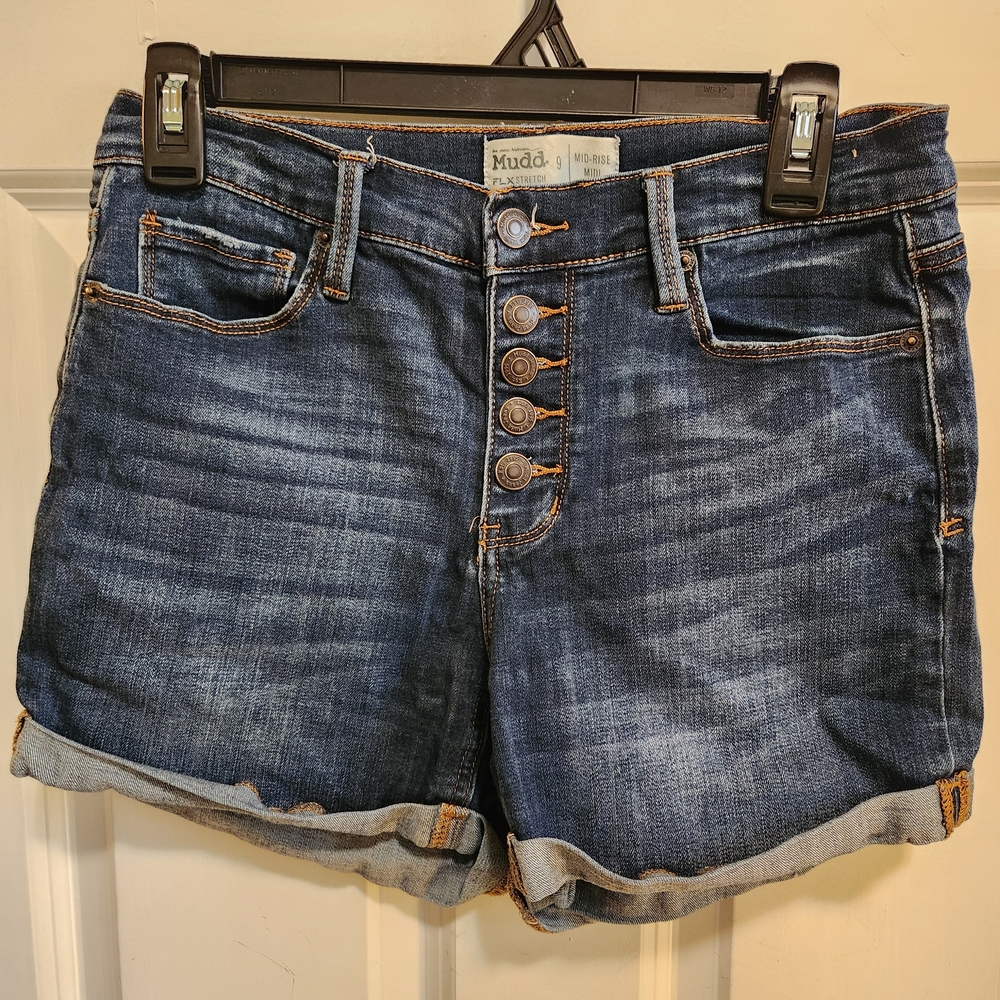 Mudd Dark Blue Jean Shorts with Button Fly